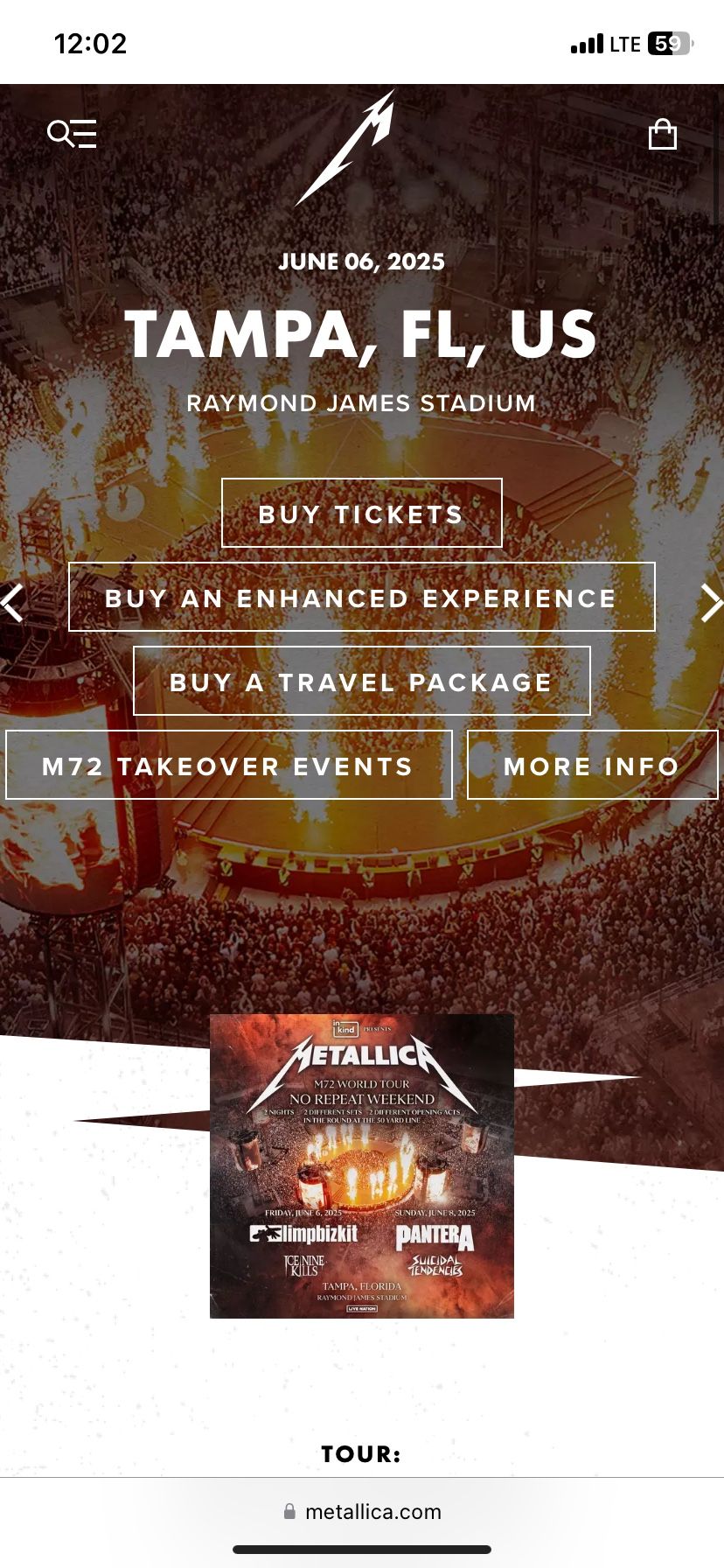 Metallica Tampa M72 Friday GA