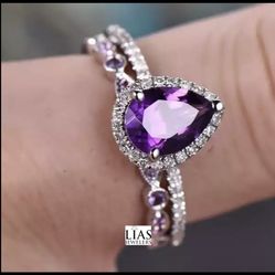 New 18k White Gold Wedding Ring Set 