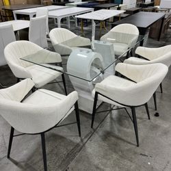 Modern Dining Table With 6 Chairs / Mesa De Comedor Moderna Con 6 Sillas