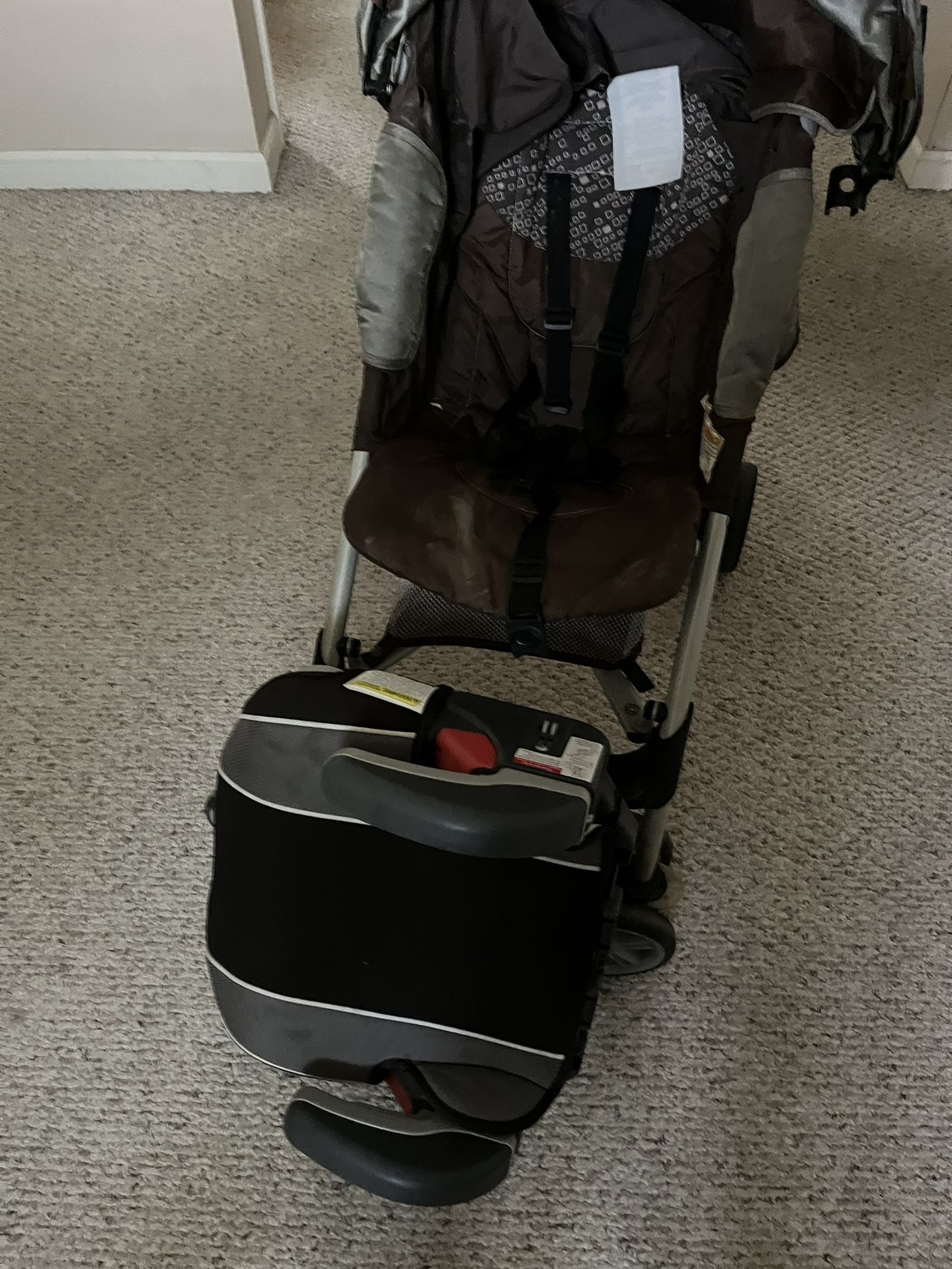 It’s Very Good stroller and booster chair. Both are very good condition for $45.total