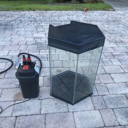 20 Gallon Hexagonal Aquarium With Canister Filter
