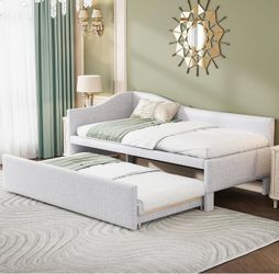 Upholstered Daybed with Pull-Out Trundle