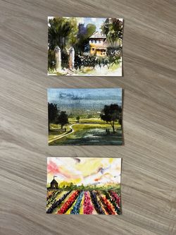 Set of 3 Print of Original Watercolor Landscape Paintings