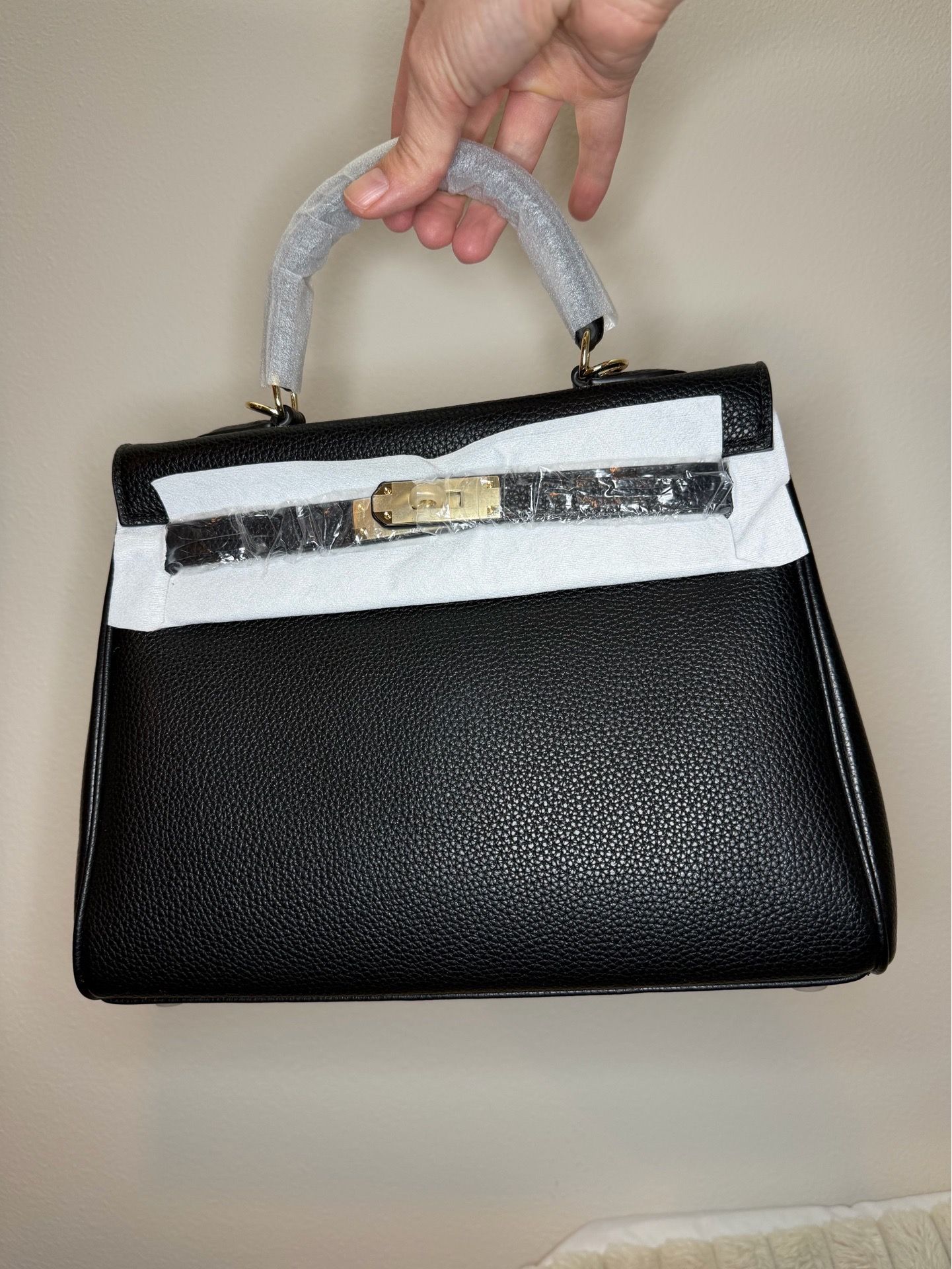 Genuine Leather handbag with two long straps