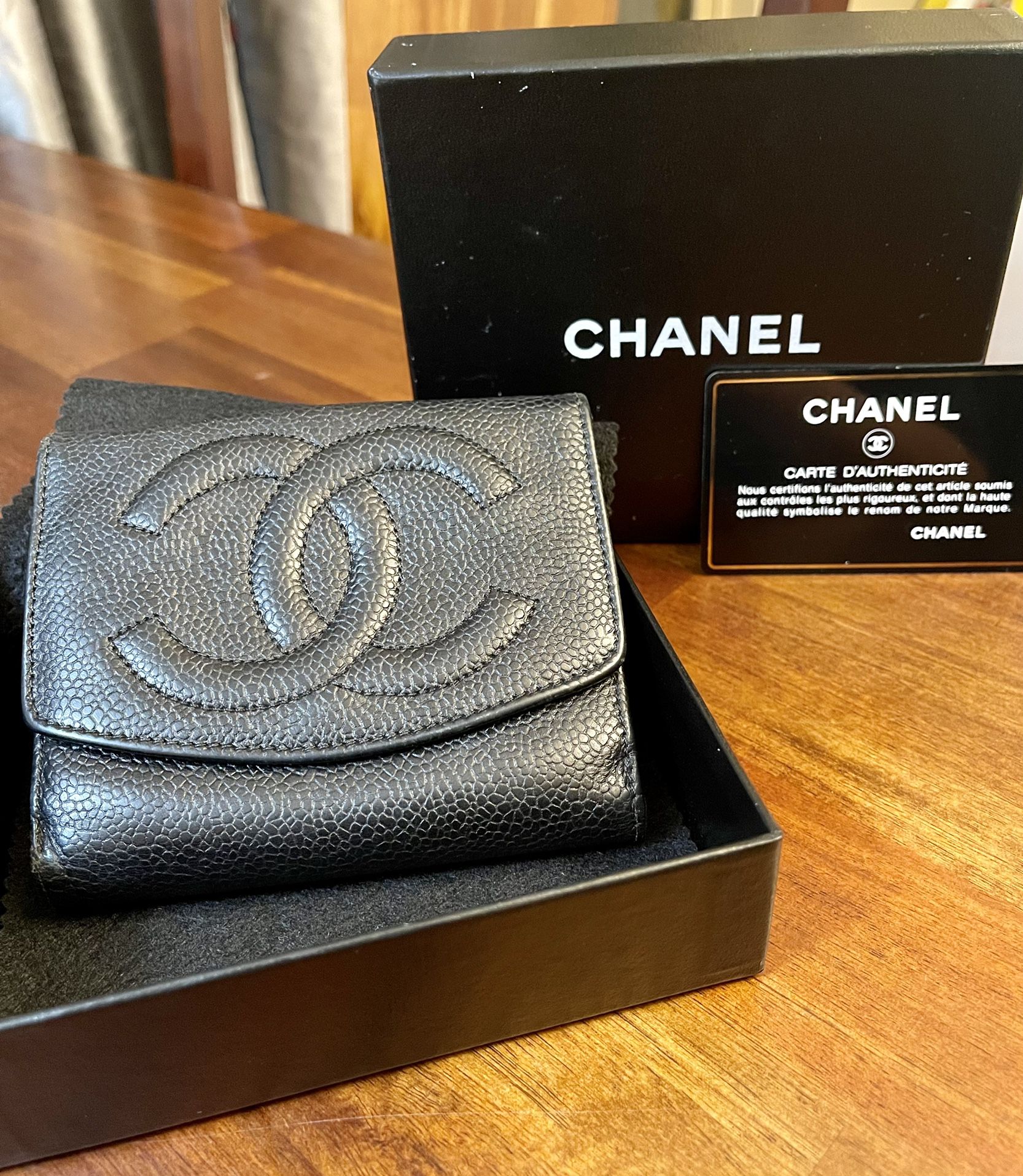 CHANEL Caviar Timeless CC Compact Wallet Black 147533