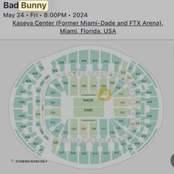 Bad Bunny Tickets - 5/24 - Kaseya Center - Miami, Fl