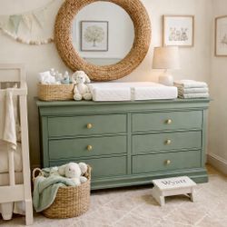 Beautiful 6 Drawer Wood Dresser In green