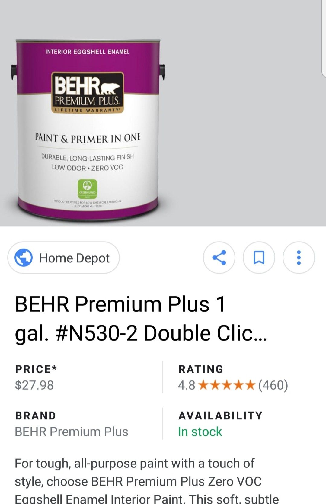 BEHR PAINT & PRIMER IN ONE (grey)