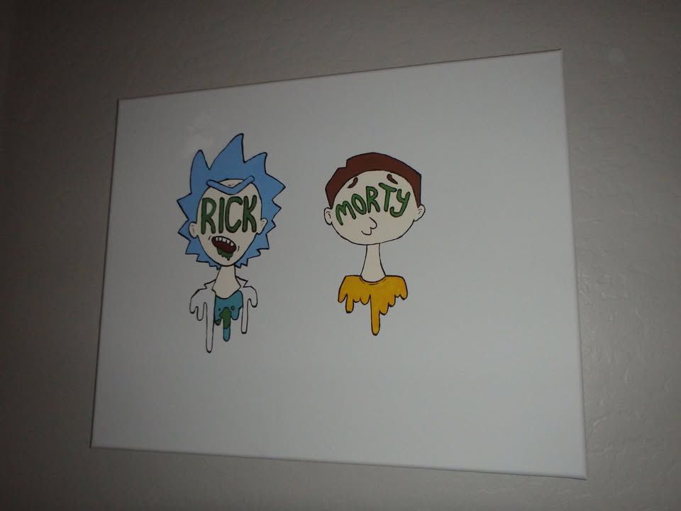 Original Abstract Art Rick and Morty Painting on Canvas