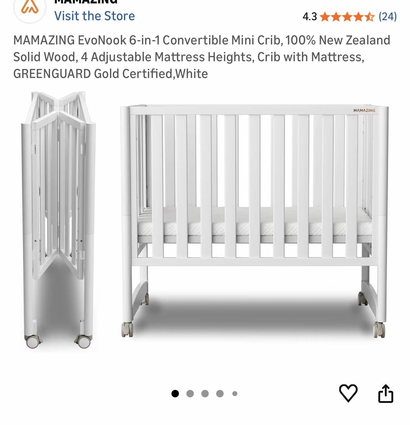 Convertible White Mini 100% Wood Cribe