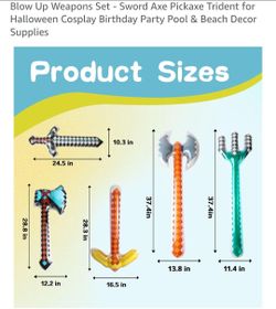 Inflatable Minecraft Weapon Party Favors Set of 9