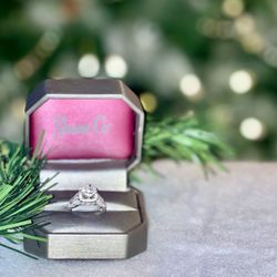 Diamond Engagement Ring Halo Kite Set Perfect Condition