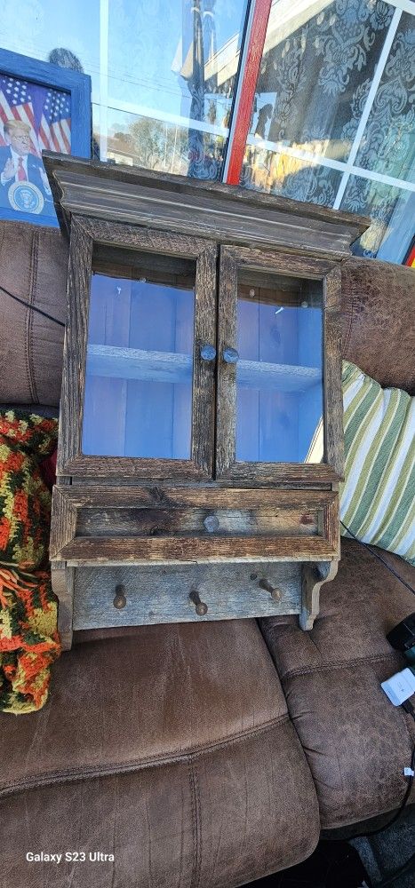 Vintage wood kitchen or bathroom cabinet very cool 21x31hx7.5d