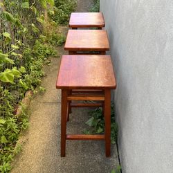 3 Wooden Stool Set