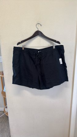 New With Tags Amazon Essentials Womens XXL Black Drawstring Elastic Waist Shorts