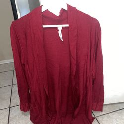 Long Red Cardigan No Pockets