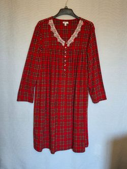 Secret Treasures Red Plaid Lace Nightgown Super Soft Gown ~ Plus 4X