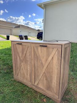 Double Tilt-Out Trash Can Cabinet (Built-In Digital Trash Bin Cabinet)