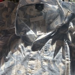 H&M Men’s XXL Shirt, Brand New With Tags Blue With White Flowers