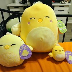 NWT Squishmallows Aimee the Chick Set – 12”, 8”, 4” Plushies