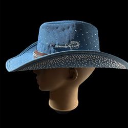 Denim and Rhinestone Cowgirl Hat