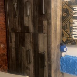 brown oak wood dresser set