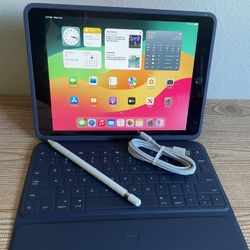 Apple iPad 7th Generation 128GB With Logitech Keyboard and Pencil
