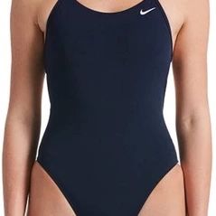 Nike Hydrastrong Lace-Up Tie Back One-Piece Swimsuit, Midnight Navy (Size 34)