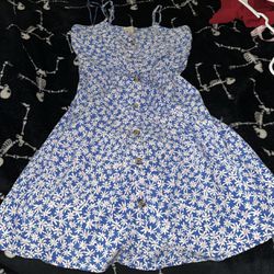 Blue And White Flower Dress