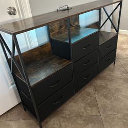 (New) 53” Wide TV Stand Dresser W/7 Drawers