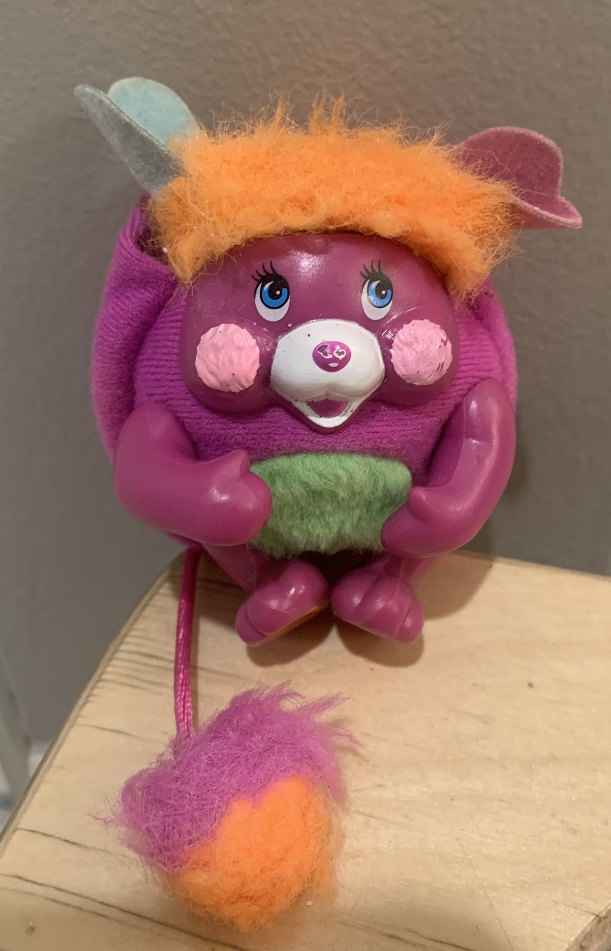 Vintage Pocket Popple "Pancake" 1986 Purple 3" Mini Plush Toy