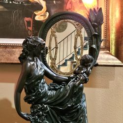 Resin Sculpture Mirror Tiffany Style Lamp