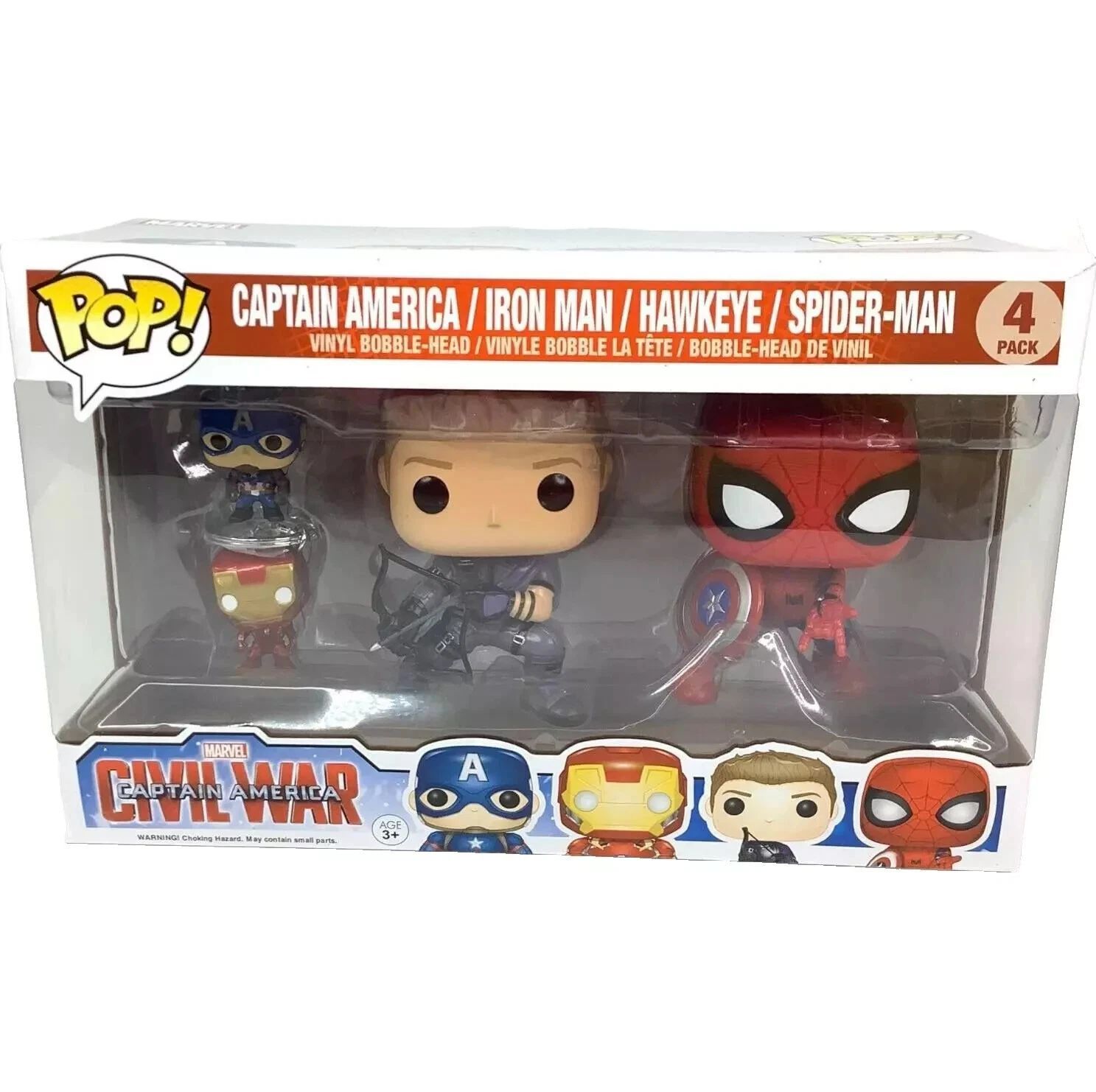 Funko Pop! Marvel 4 Pack - Captain America/Iron Man/Hawkeye/ Spider-Man