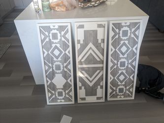 Set Of 3 Unique Looking Frames Of Art White