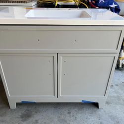 Style Selections Potter 36-in Light Gray Single Sink Bathroom Vanity with White Cultured Marble Top