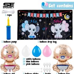 Baby Shower Gender Reveal Balloons Kit - Blue and Pink Balloon Decorations for Big Reveal-High-density Drop Bag with Metallic Caps-Backdrop Baby Showe