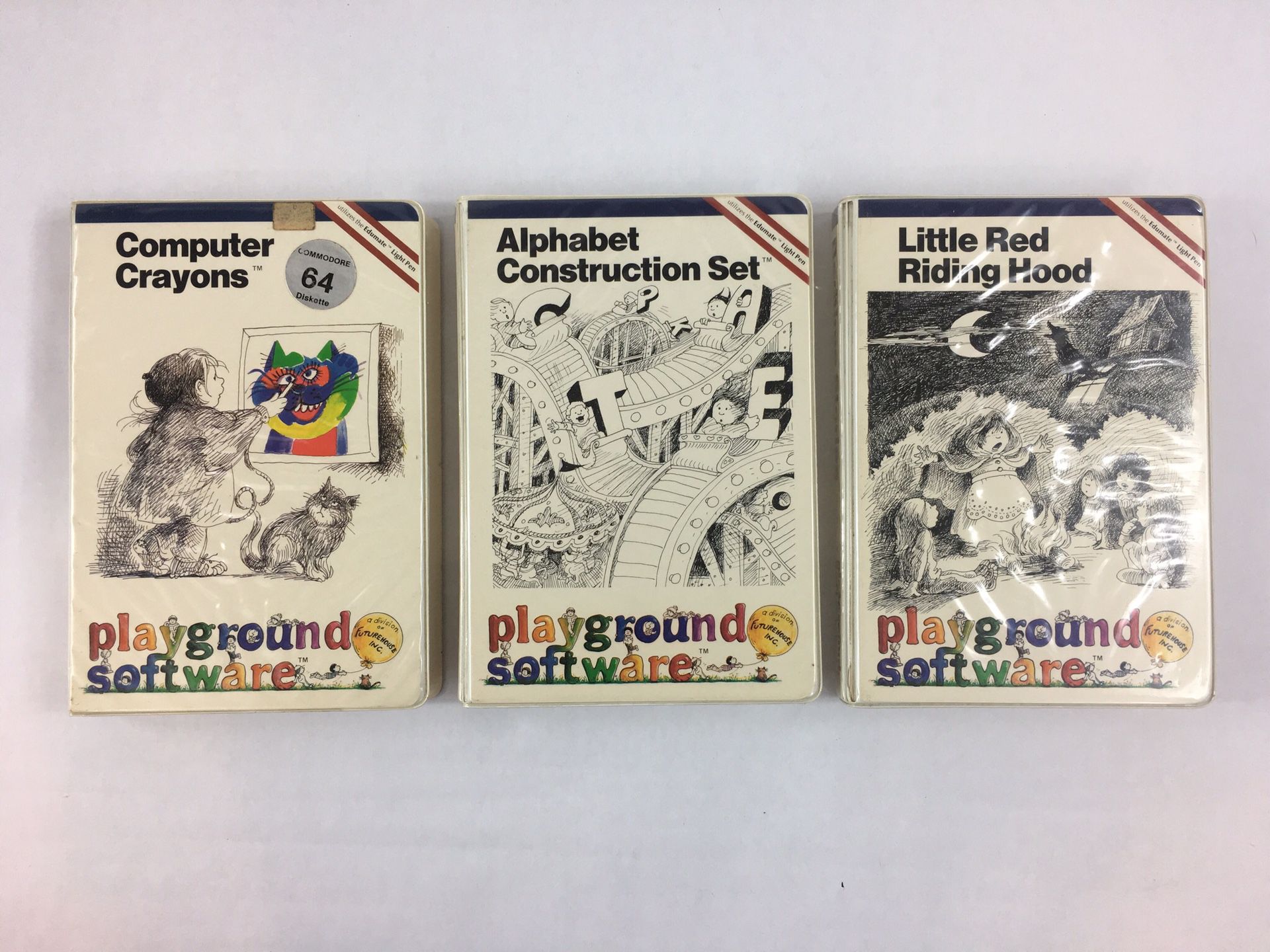 Vintage Playgrounds Educational Software Commodore 64 Bundle C64 5.25" Floppys