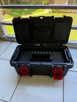 Black Plastic Toolbox with Red Latches