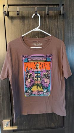PINK FLOYD 1967 Queen Elizabeth Hall Graphic T-Shirt Brown Small 0447