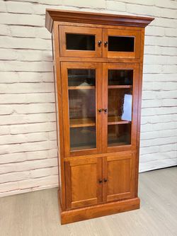 Tall Mission Style Storage Display Cabinet