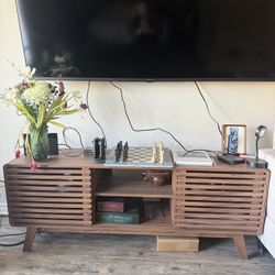 3-Piece Set Mid-Century Modern Wood TV Stand / Media Console, Coffee Table & Night Stand 