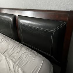 Leather Cushion And Wood Headboard 