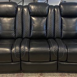 Boyington Dual Power Leather Reclining Sofa And Love Seat 