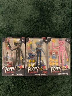 3 POPPY Playtime 7” Killy Willy, Huggy Wuggy, Killy Missy Set
