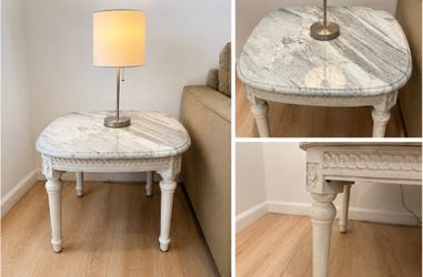 Elegant Marble Top French Provincial Side Table