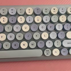 Light Blue Type-writer Style Bluetooth Keyboard