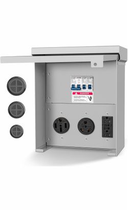 Temporary Power Outlet Panel, Rv Electrical Panel, 50 30 20 amp rv Power Outlet Box,Prewired Unmetered, Weatherproof, for RV Camper Travel Trailer Mot