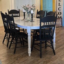 Modern Farmhouse/Modern Cottage Dining Set w/6 Chairs & 1 Leaf 