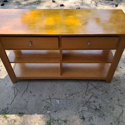 Wooden Table With Shelves 