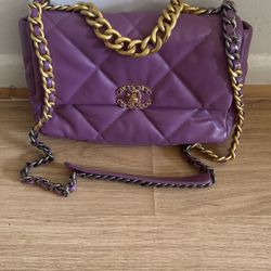 Chanel 19 Purple Lambskin Jumbo Flap Bag